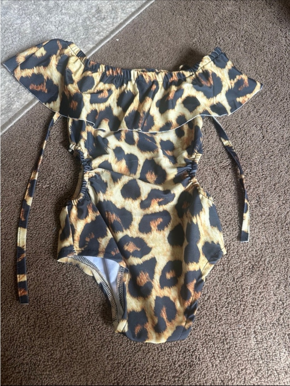 Leopard Print One-Piece Swimsuit for Kids - Yellow/Black